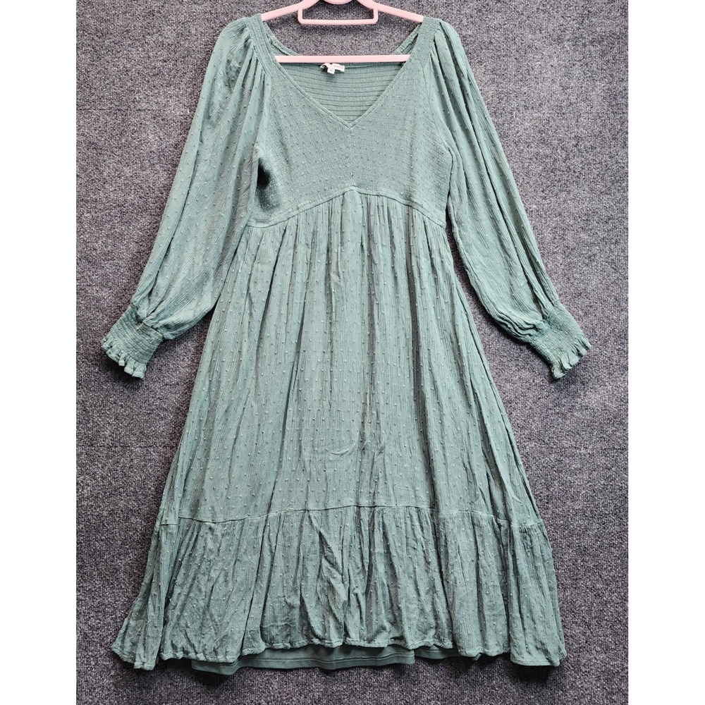 Baltic Born Women Boho Swiss Dot Cottagecore Prairie Smocked Midi Dress 1X - Picture 10 of 10